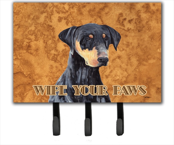 SC9126TH68 6 x 9 In. Doberman Wipe your Paws Leash or Key Holder