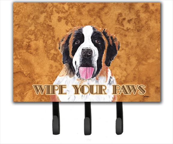 SC9129TH68 6 x 9 In. Saint Bernard Wipe your Paws Leash or Key Holder