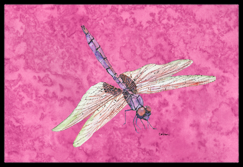 Dragonfly on Pink Indoor or Outdoor Mat
