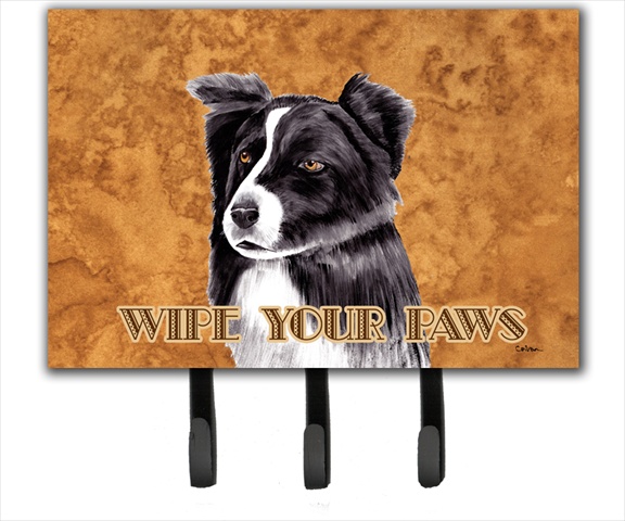SC9138TH68 6 x 9 In. Border Collie Wipe your Paws Leash or Key Holder