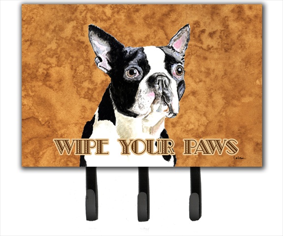 6 x 9 In. Boston Terrier Wipe your Paws Leash or Key Holder