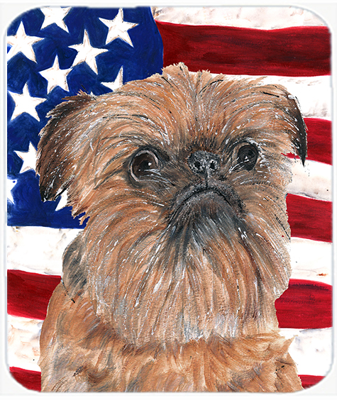 Brussels Griffon USA American Flag Glass Cutting Board Large Size