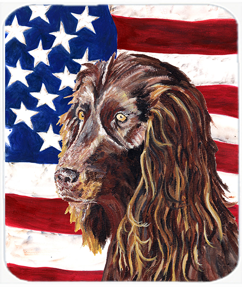 Boykin Spaniel USA American Flag Glass Cutting Board Large Size