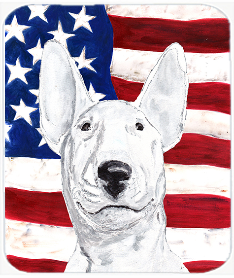 Bull Terrier USA American Flag Glass Cutting Board Large Size