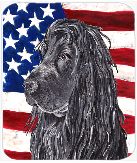 7.75 x 9.25 In. Cocker Spaniel Black USA American Flag Mouse Pad, Hot Pad or Trivet