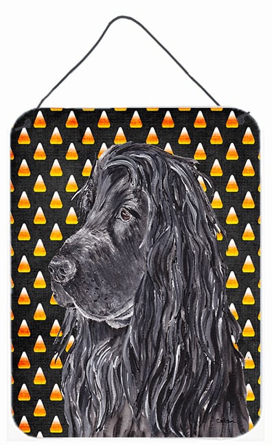 English Cocker Spaniel Halloween Candy Corn Aluminium Metal Wall or Door Hanging Prints