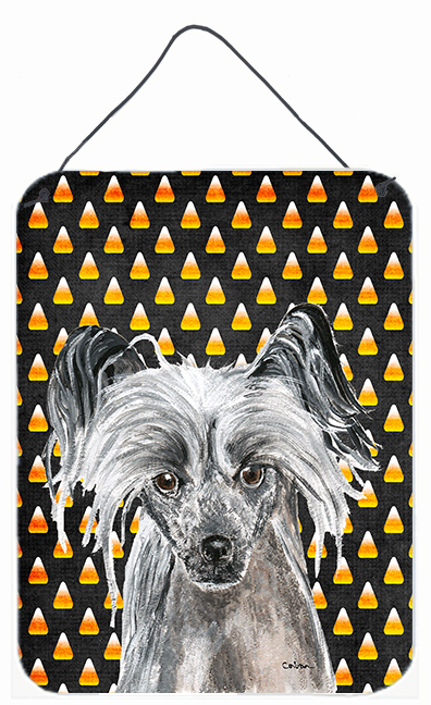 Chinese Crested Halloween Candy Corn Aluminium Metal Wall or Door Hanging Prints