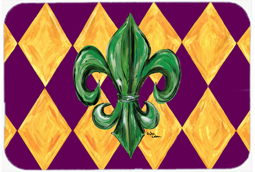 Picture of Carolines Treasures 8133LCB 15 X 12 In. Mardi Gras Fleur de lis Purple Green and Gold Glass Cutting Board Large Size