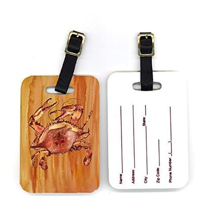 Pair of Crab Luggage Tags 4 x 2.75 In.