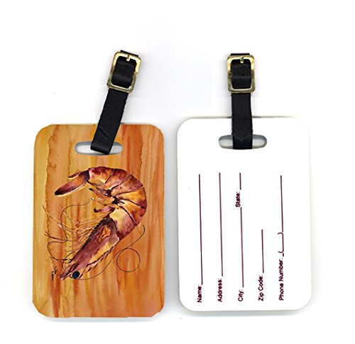 Pair of Shrimp Luggage Tags 4 x 2.75 In.