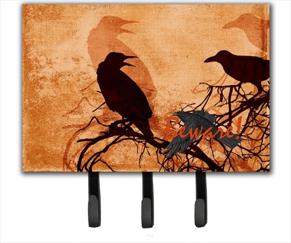 6 x 9 In. Beware of the Black Crows Halloween Leash or Key Holder