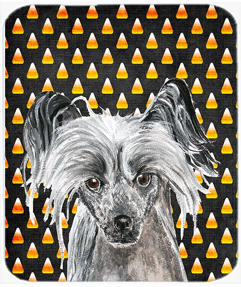 Chinese Crested Halloween Candy Corn Glass Cutting Board Large Size