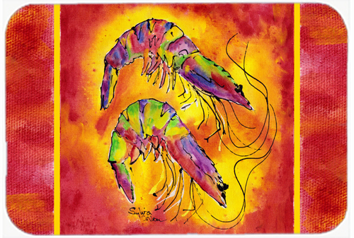 Picture of Carolines Treasures 8378LCB 15 X 12 In. Bright Shrimp on Red Glass Cutting Board Large Size