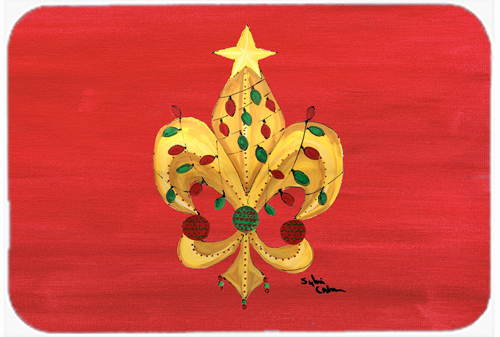 Picture of Carolines Treasures 8185LCB 15 X 12 In. Christmas Fleur de lis Tree with lights Glass Cutting Board Large Size