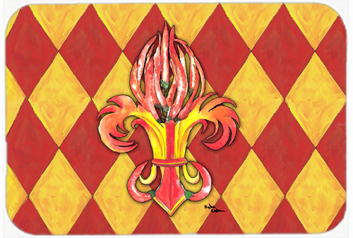 Picture of Carolines Treasures 8499LCB 15 X 12 In. Peppers Fleur de lis Glass Cutting Board Large Size