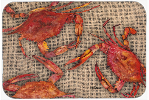 Picture of Carolines Treasures 8742LCB 15 X 12 In. Cooked Crabs on Faux Burlap Glass Cutting Board Large Size