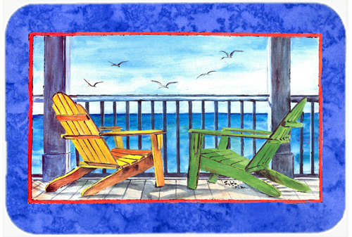 Picture of Carolines Treasures 8767LCB 15 X 12 In. Adirondack Chairs Blue Glass Cutting Board Large Size