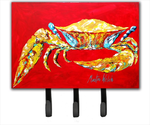 MW1116TH68 6 x 9 In. Crab Blue on Red- Sr Leash or Key Holder