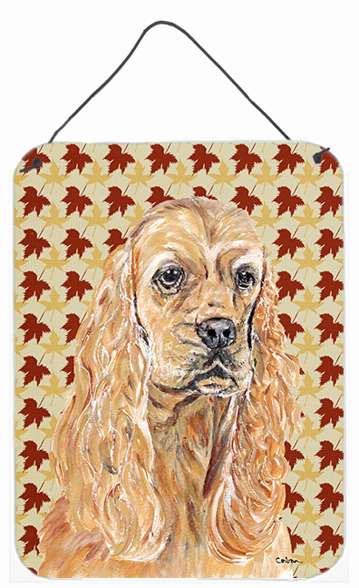Cocker Spaniel Fall Leaves Aluminium Metal Wall or Door Hanging Prints