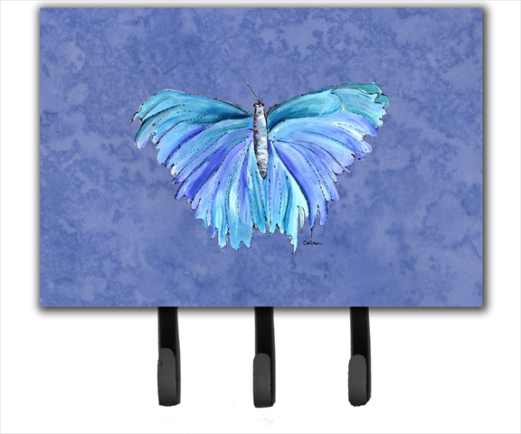 6 x 9 In. Butterfly on Slate Blue Leash or Key Holder