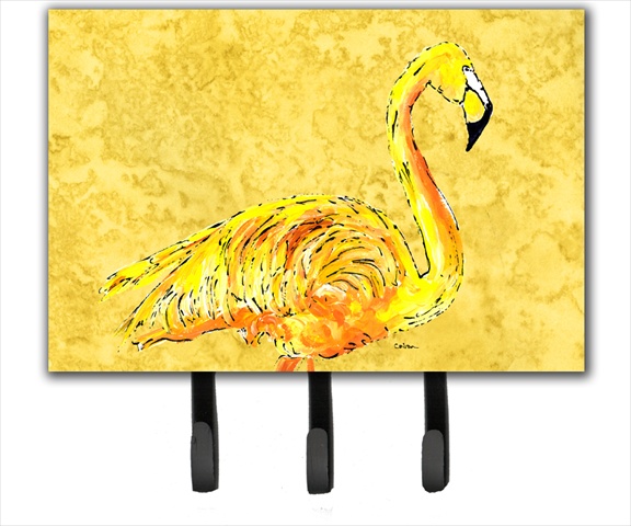 6 x 9 In. Flamingo on Yellow Leash or Key Holder
