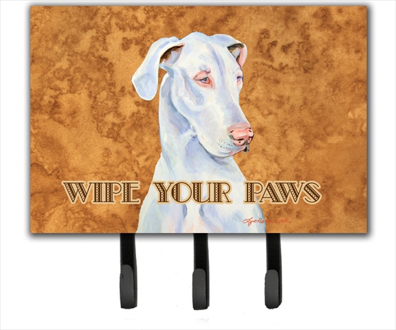 LH9444TH68 6 x 9 In. White Great Dane Wipe your Paws Leash or Key Holder