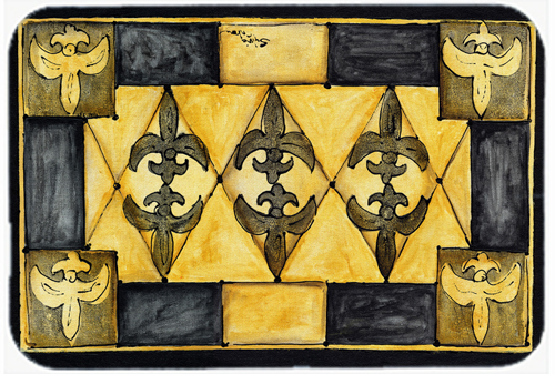 Picture of Carolines Treasures 8089LCB 15 X 12 In. Black and Gold Fleur de lis Glass Cutting Board