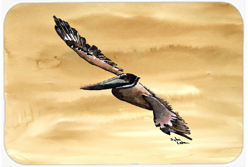 Picture of Carolines Treasures 8157LCB 15 X 12 In. Flying Brown Pelican on Sandy Beach Glass Cutting Board