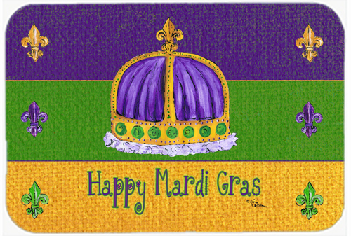Picture of Carolines Treasures 8385LCB 15 X 12 In. Happy Mardi Gras with Crown Glass Cutting Board