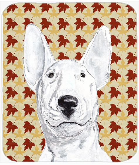 7.75 x 9.25 In. Bull Terrier Fall Leaves Mouse Pad, Hot Pad or Trivet