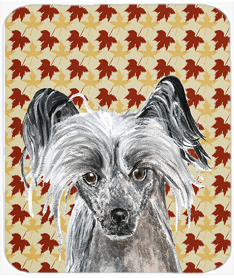 7.75 x 9.25 in. Chinese Crested Fall Leaves Mouse Pad, Hot Pad or Trivet