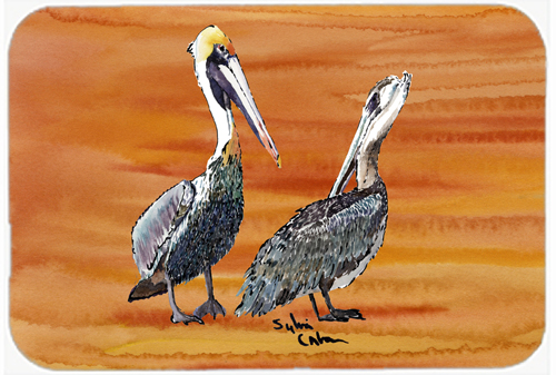 Picture of Carolines Treasures 8407LCB 15 x 12 in. Double Trouble Pelicans on Hot and Spicy Glass Cutting Board