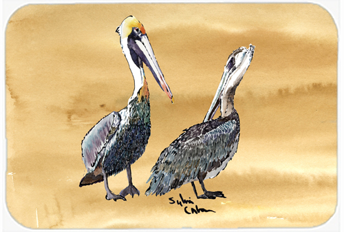 Picture of Carolines Treasures 8408LCB 15 x 12 in. Double Trouble Pelicans on Sandy Beach Glass Cutting Board