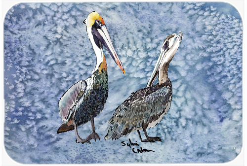 Picture of Carolines Treasures 8409LCB 15 x 12 in. Double Trouble Pelicans on Cool Blue Glass Cutting Board