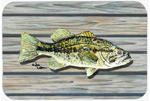 Picture of Carolines Treasures 8493LCB 15 x 12 in. Small Mouth Bass on the Wharf Glass Cutting Board