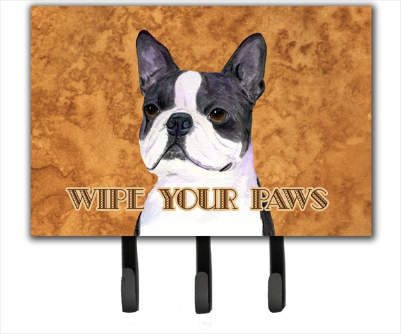 6 x 9 in. Boston Terrier Wipe Your Paws Leash or Key Holder
