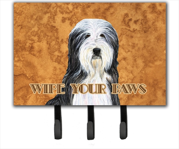 SS4889TH68 6 x 9 in. Bearded Collie Wipe Your Paws Leash or Key Holder