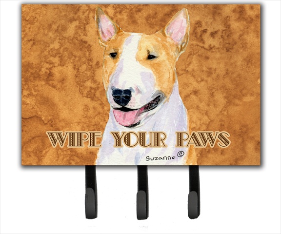 SS4890TH68 6 x 9 in. Bull Terrier Wipe Your Paws Leash or Key Holder