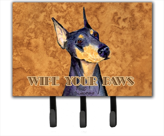 Black and Tan Doberman Wipe Your Paws Leash or Key Holder