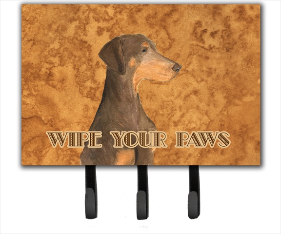 SS4899TH68 6 x 9 in. Chocolate Natural Eared Doberman Wipe Your Paws Leash or Key Holder