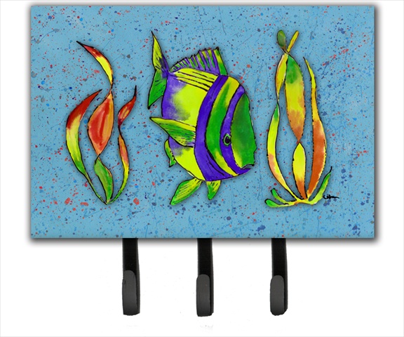6 x 9 in. Tropical Fish on Blue Leash or Key Holder