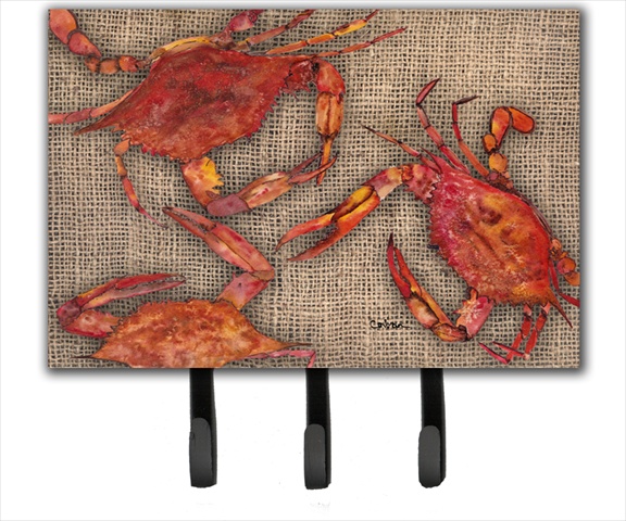 6 x 9 in. Cooked Crabs on Faux Burlap Leash or Key Holder