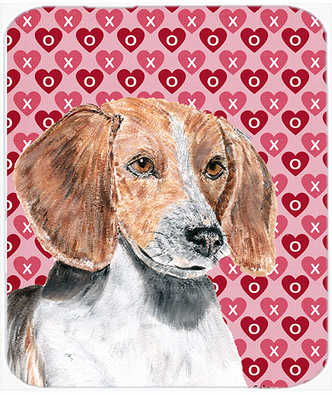 English Foxhound Valentines Love Glass Cutting Board - Large