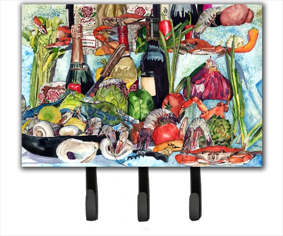 6 x 9 in. Wine Crab Shrimp and Oysters Leash or Key Holder