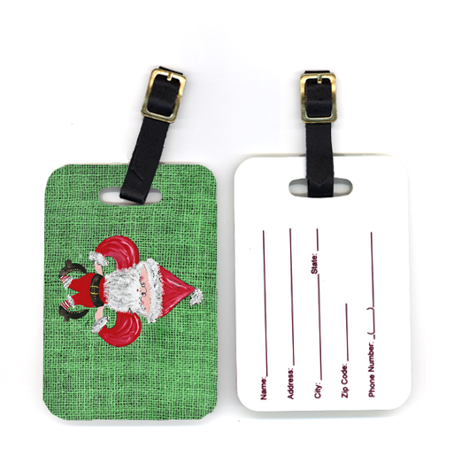 Pair of Christmas Santa Fleur De Lis Luggage Tag