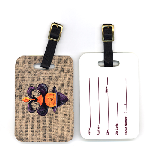 Pair of Halloween Pumpkin Bat Fleur De Lis Luggage Tag