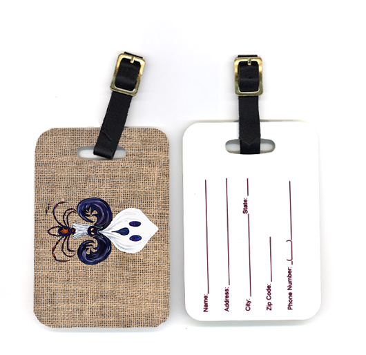 Pair of Halloween Ghost Spider Bat Fleur De Lis Luggage Tag