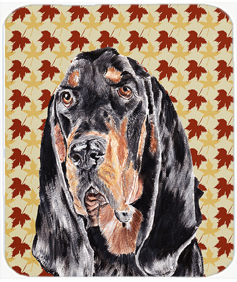 Coonhound Fall Leaves Glass Cutting Board - Large