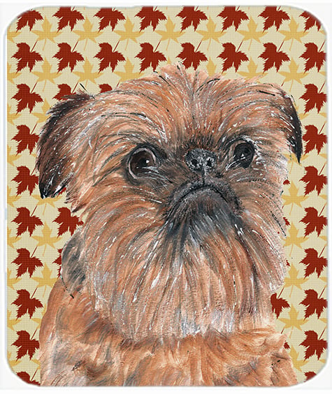 15 x 12 in. Brussels Griffon Fall Leaves Glass Cutting Board, Large