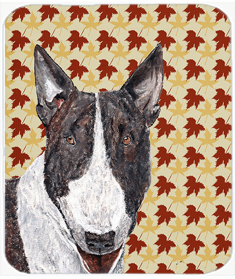 Bull Terrier Fall Leaves Glass Cutting Board - Large